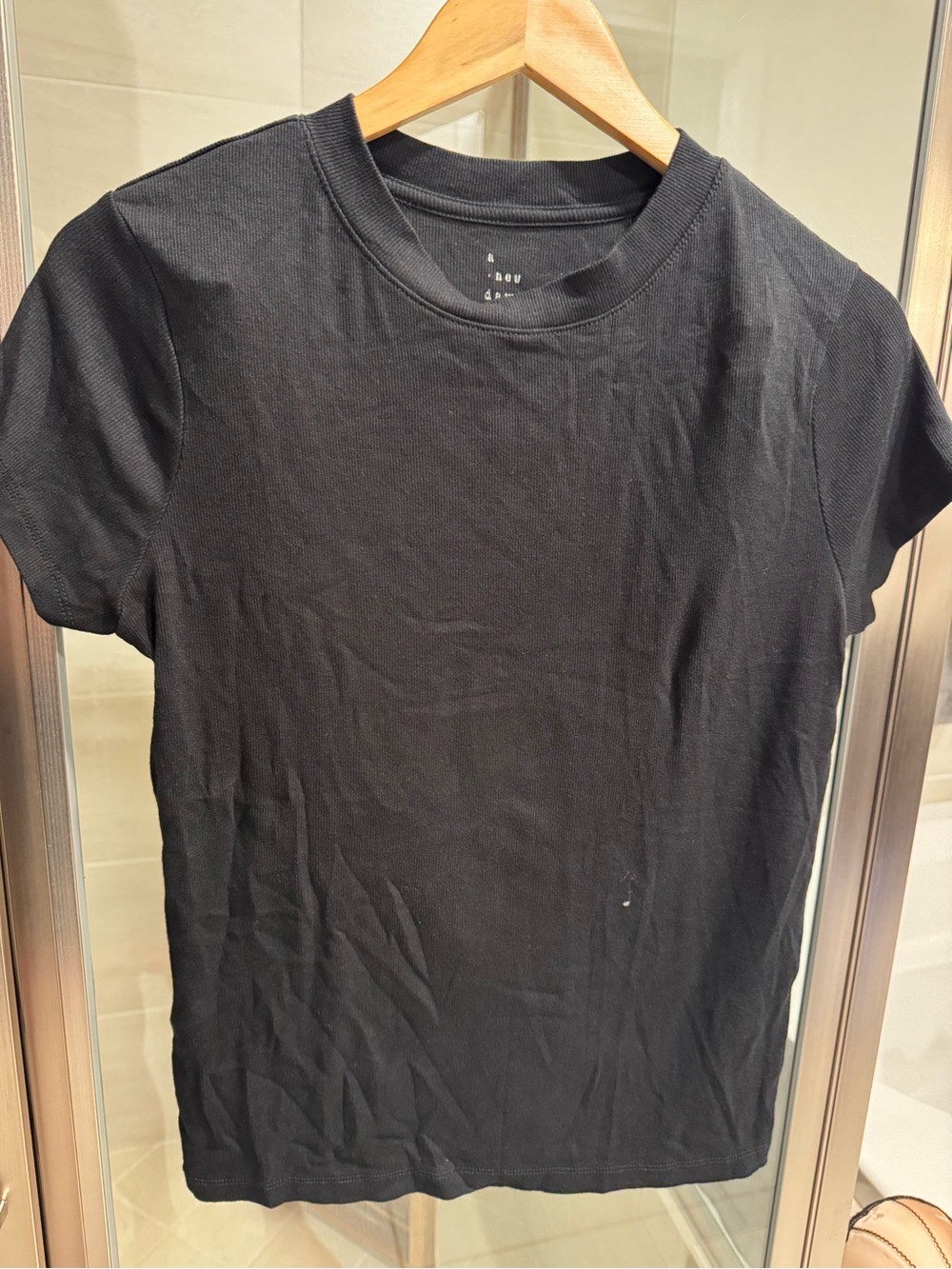 Women’s A New Day Black Soft Ribbed T-Shirt from Target